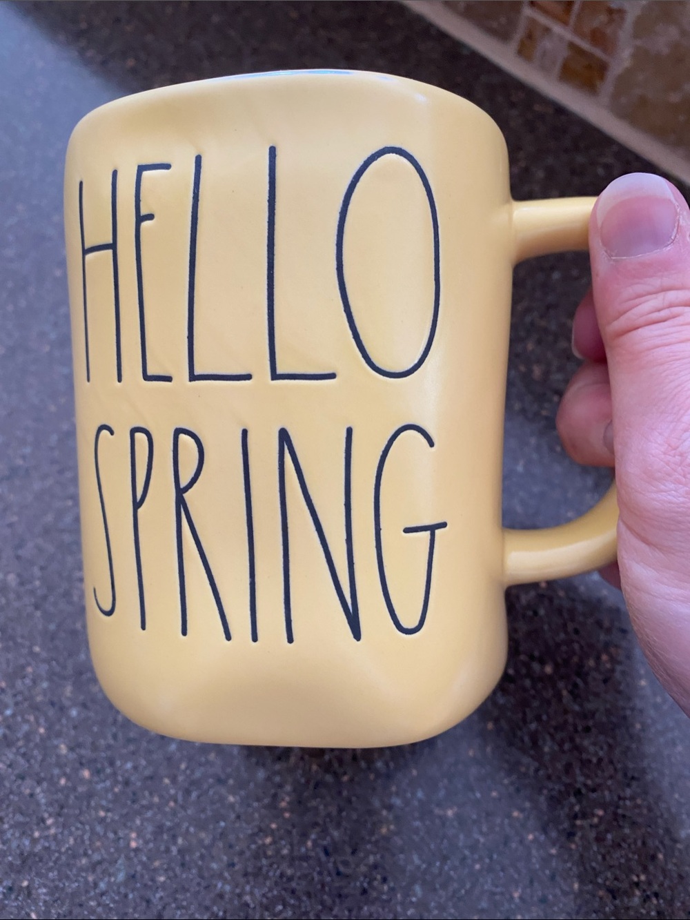 Rae Dunn Yellow "HELLO SPRING" Ceramic Mug
